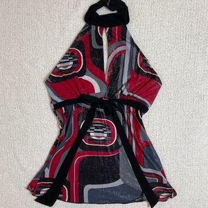 unique y2k iz byer california red black grey metallic sparkly halter top